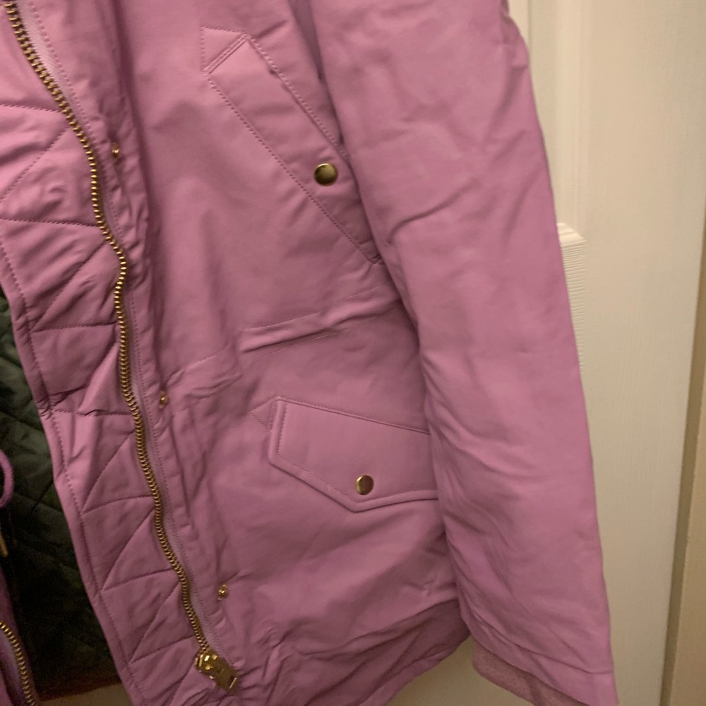 J. Crew Lavender Puffer Coat with Faux Fur Sherpa Lined Hood - Picture 5 of 14